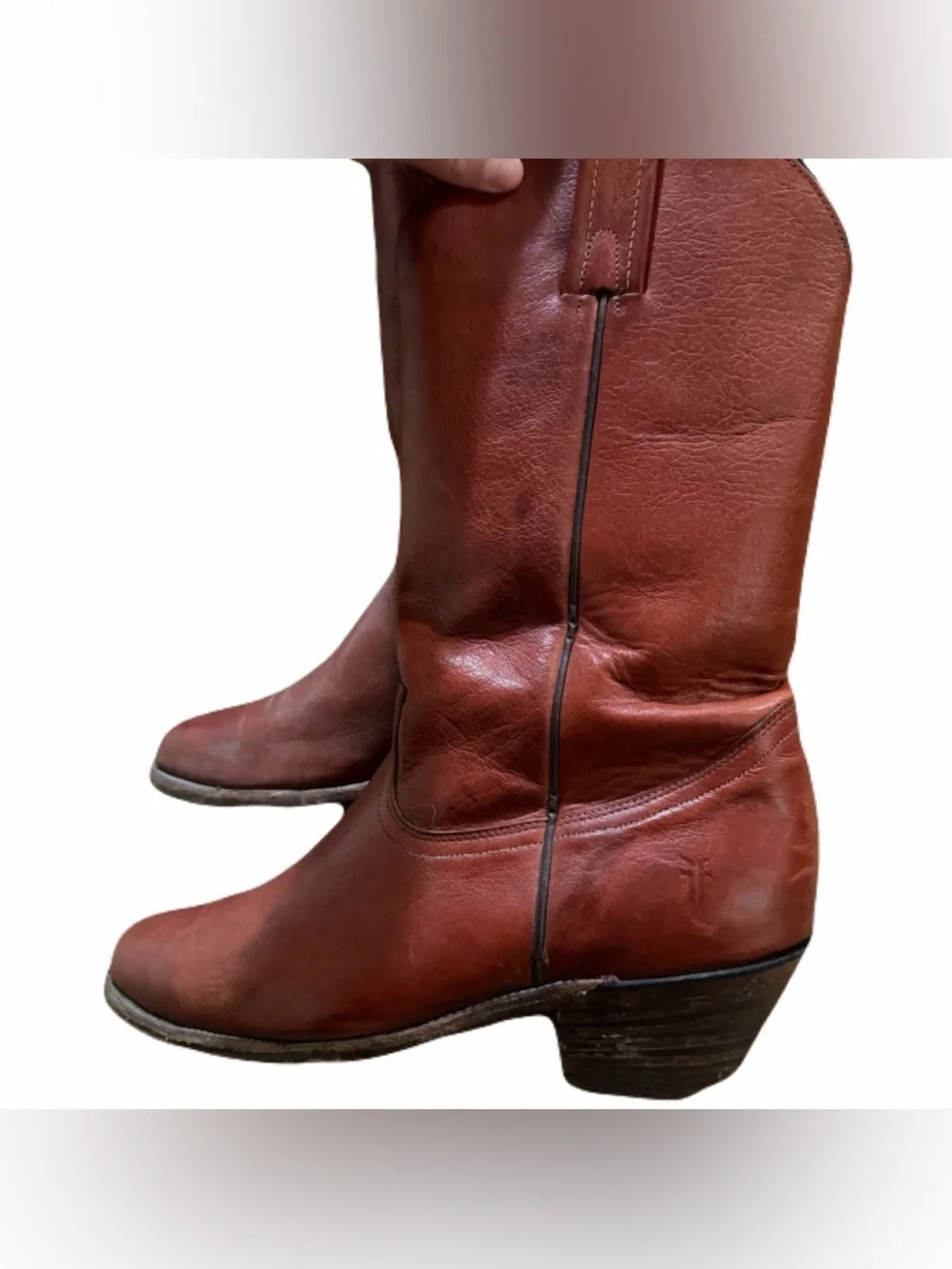 FRYE Vintage Western Mens Boots Cowboy Leather 3811 Cognac Size 11 D USA